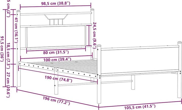 Image du produit vidaXL Bettgestell (100 x 190 cm)