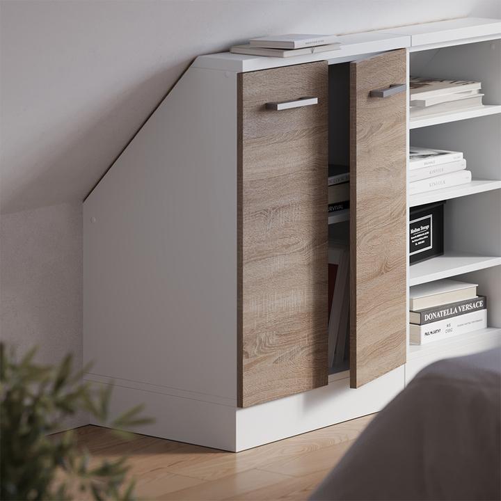 Produktbild Vichy Dachschrägenschrank Rion, Sonoma/Weiss/Weiss, mit 2 Türen (60 x 46 x 83.80 cm)