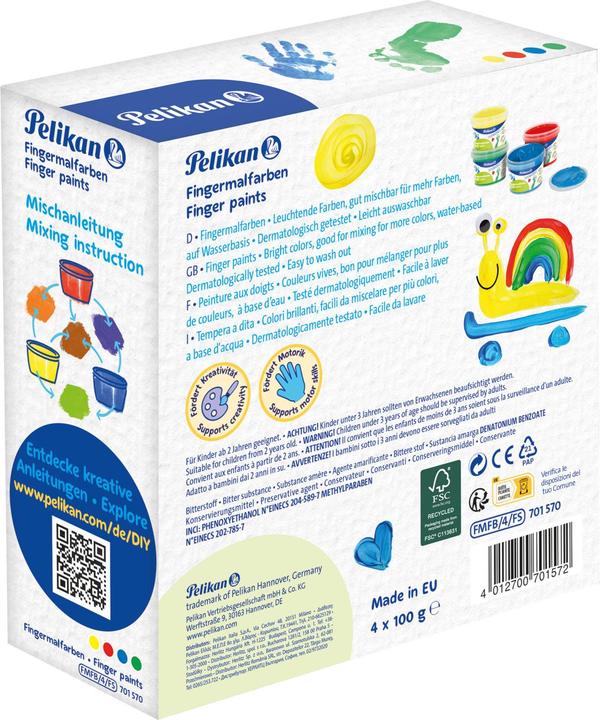Actual product image Pelikan Finger paint Finger paints Basic colours FMFB 4 pieces in FS