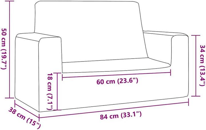 Produktbild VidaXL Kindersofa 2-Sitzer Anthrazit Weich Plüsch (Kindersofa)