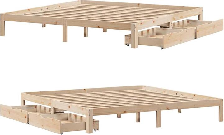 Produktbild VidaXL Bett mit Schubladen Kiefer (120 x 200 cm)