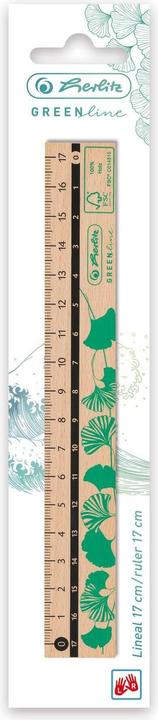 Actual product image Herlitz Ruler GREENline 17 cm (17 cm, Wood)