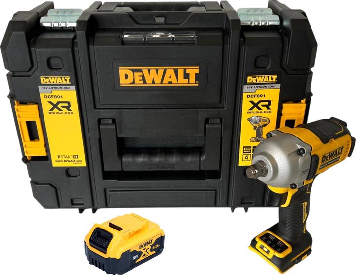 Produktbild DeWalt DCF 891 NT Akku Schlagschrauber 18 V 1084 Nm 1/2" Brushless + 1x Akku 5,0 Ah + TSTAK - ohne