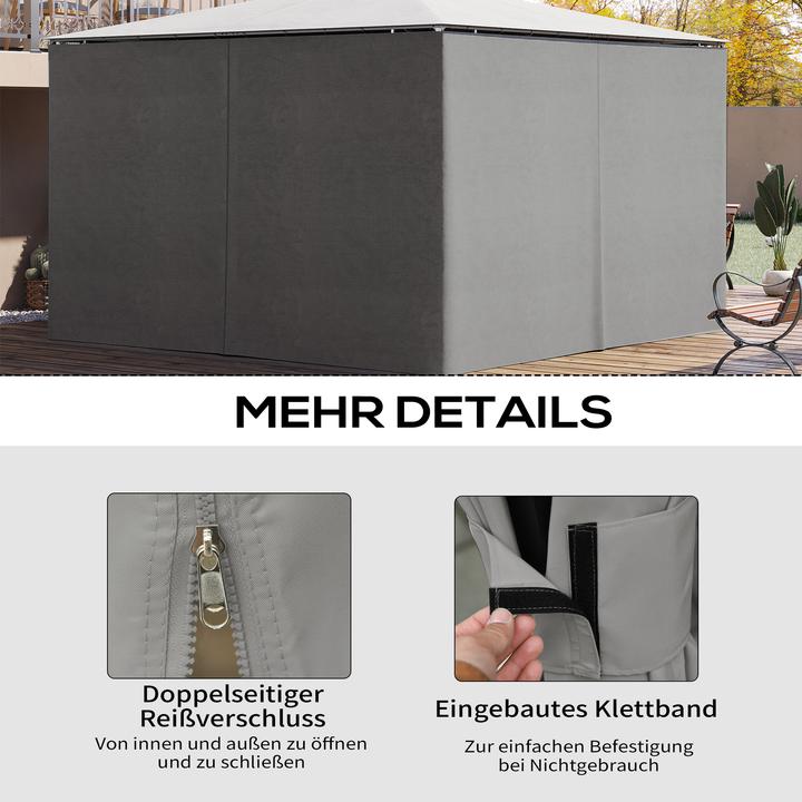 Produktbild Outsunny Seitenwände Polyester Hellgrau (1 cm, 352 cm)