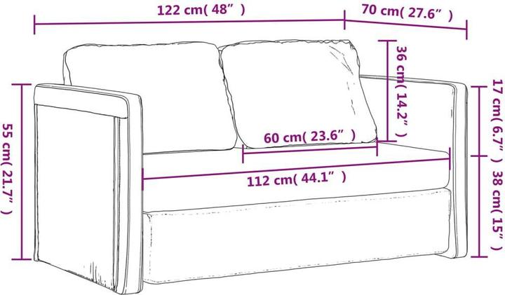 Produktbild vidaXL Bodensofa mit Schlaffunktion (2-Sitzer)