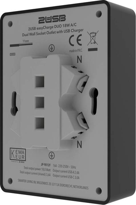 Immagine prodotto 2USB 2U-449719 Presa ad incasso con USB-C®, con uscita di ricarica USB Nero (opaco)