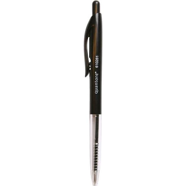 Quantore, Penne, Kugelschreiber mit Druckknopf, schwarz, mittel