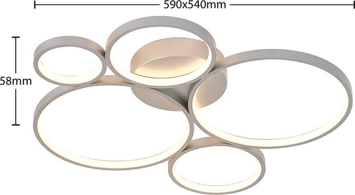 Produktbild Lindby Jorven LED-Deckenlampe, 5 Kreise, dimmbar (5800 lm)
