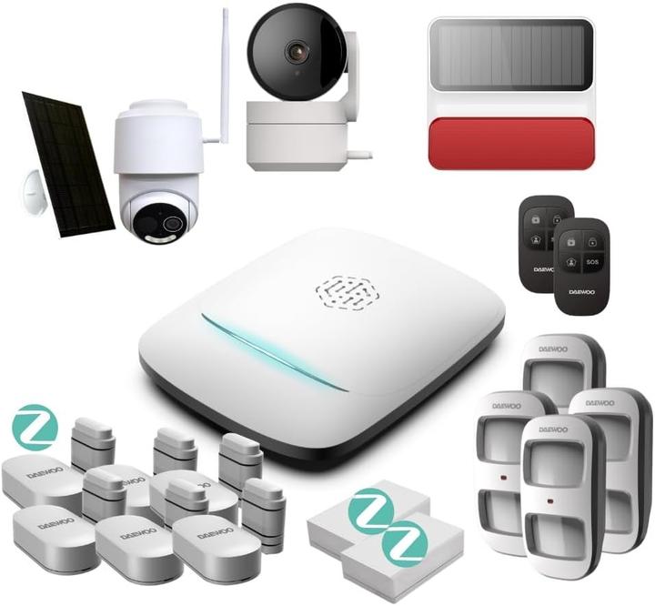 Image du produit Daewoo Pack d'alarme complet avec caméras, détecteurs et sirène solaire pour sécuriser votre domicile