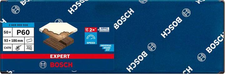 Image du produit Bosch Professional Zubehör EXPERT C470 Papier abrasif à 8 trous pour ponceuses vibrantes, 93 x 186 mm, G 60, 50 pcs. (60)