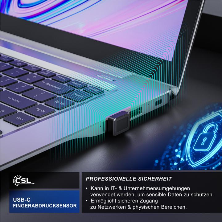 Image du produit Aplic Fingerabdrucksensor USB Typ-C, bis zu 10 IDs, Fingerabdruckleser, Fingerprint Key Reader, Win 11