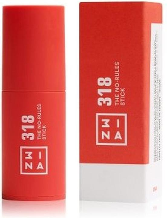 Actual product image 3INA MAKEUP The No Rules Stick 318 Coral Blush Stick Matte with Hyaluronic Acid Cream Blush for a Na (318 - Coral)