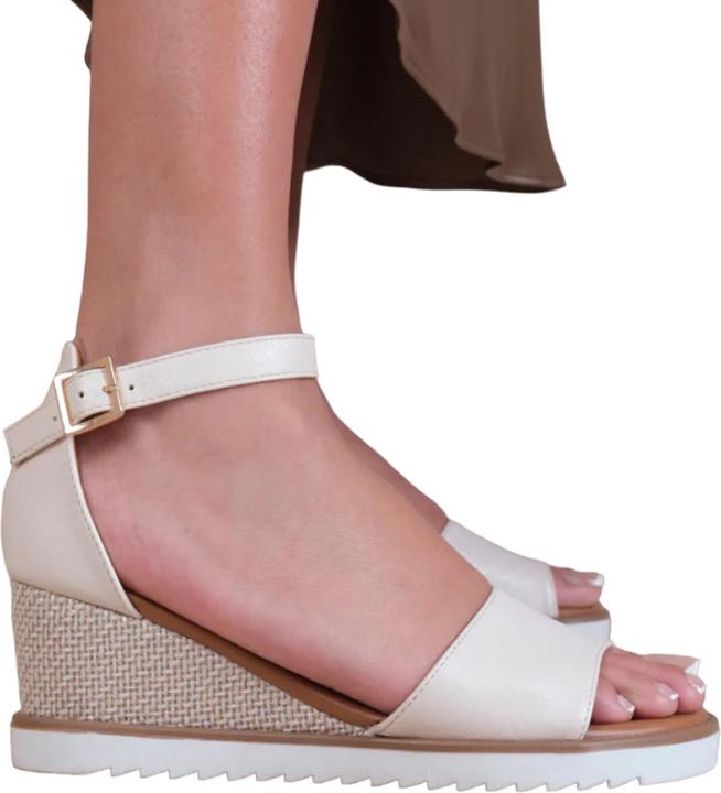 Actual product image Where's That From Womens/Ladies Dusk Buckle PU Ankle Strap Wide Wedge (39)