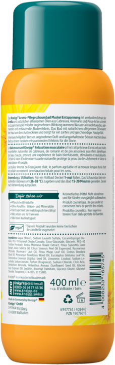 Immagine prodotto Kneipp Bagno di schiuma aromatica Rilassamento muscolare (400 ml, Bagnoschiuma)