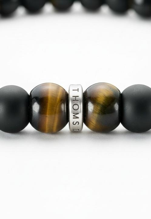 Actual product image Thomas Sabo Armband Obsidian und Tigerauge (17 cm, Obsidian, Silver, Tiger's eye)