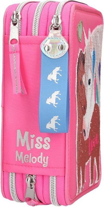Image du produit Schmidt Spiele Miss Melody - Trousse à crayons avec paillettes de cheval 3 zips - Rose