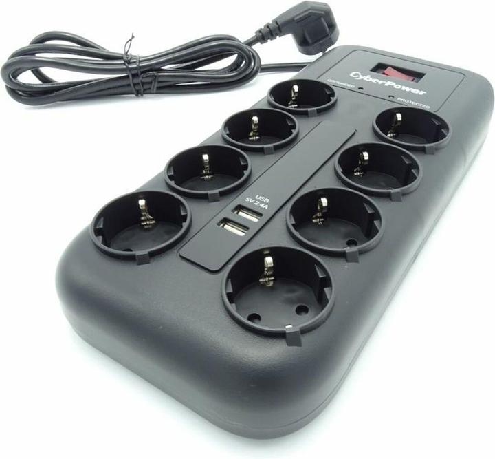 Produktbild Cyberpower Prof. 8xSchuko/2xUSB Überspannungsschutz (8 x, CEE 7/3, 1.80 m)