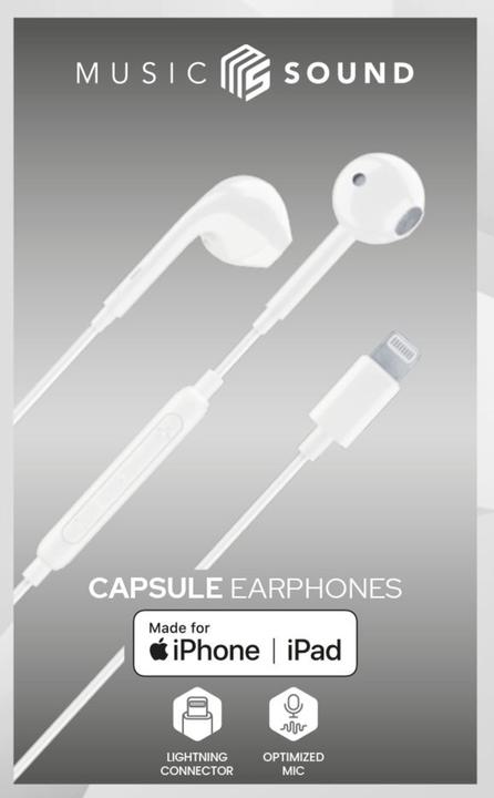 Image du produit Music Sound Capsule earphones MFI (Pas de réduction du bruit, Filaire)