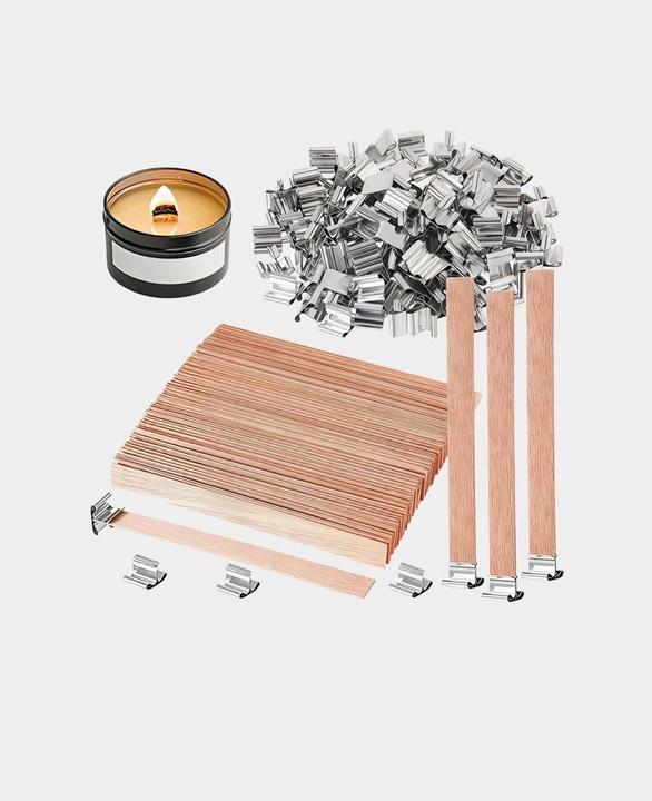 Actual product image I Am Creative Holzdocht mit Metallhalter für Kerzengiessen, 50 Stück