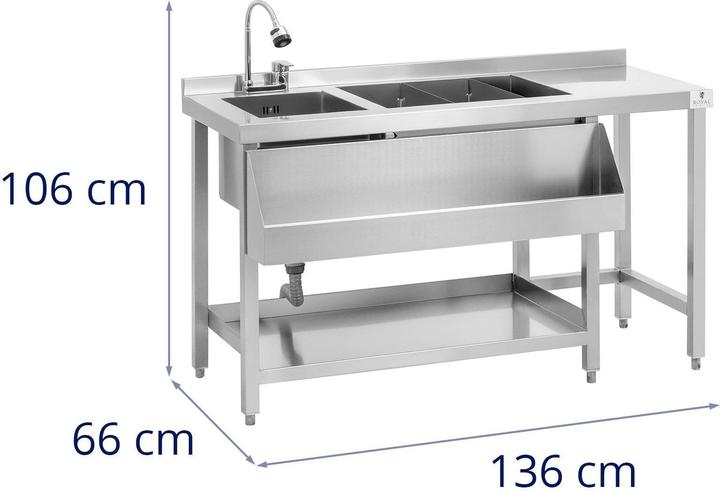 Produktbild Royal Catering Cocktail Station Cocktailtheke Cocktailbar Theke Edelstahl Wasserhahn Eisfach (Cocktail Set)