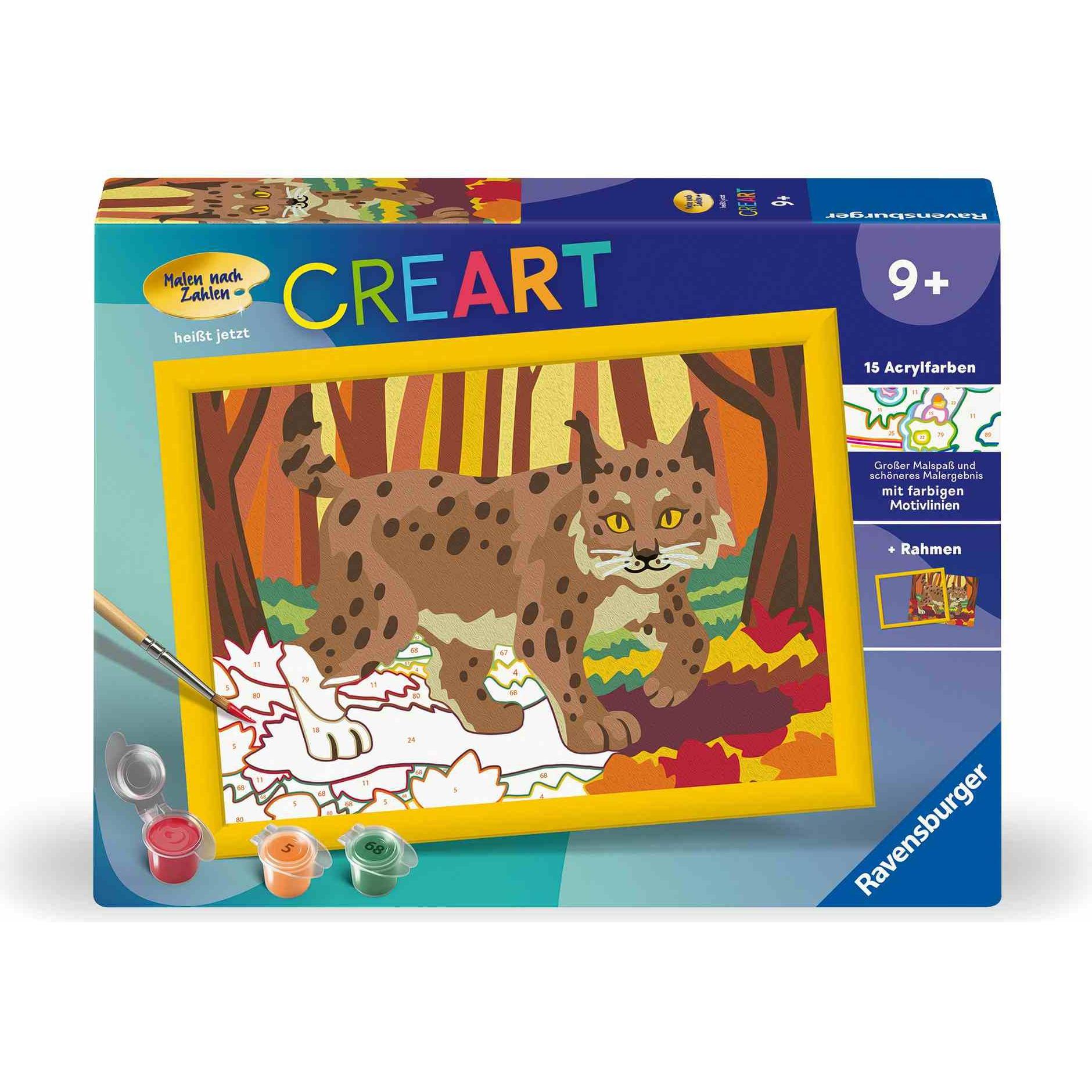 Ravensburger CreArt - Malen nach Zahlen 23958 - Luchs im Herbstwald - Kinder ab 9 Jahren