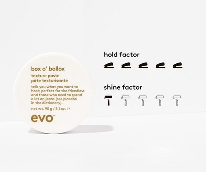 Image du produit Evo Box O' Bollox Texture Paste Hair Styling Paste - Long-Lasting Hold (Pâte capillaire, 90 ml)