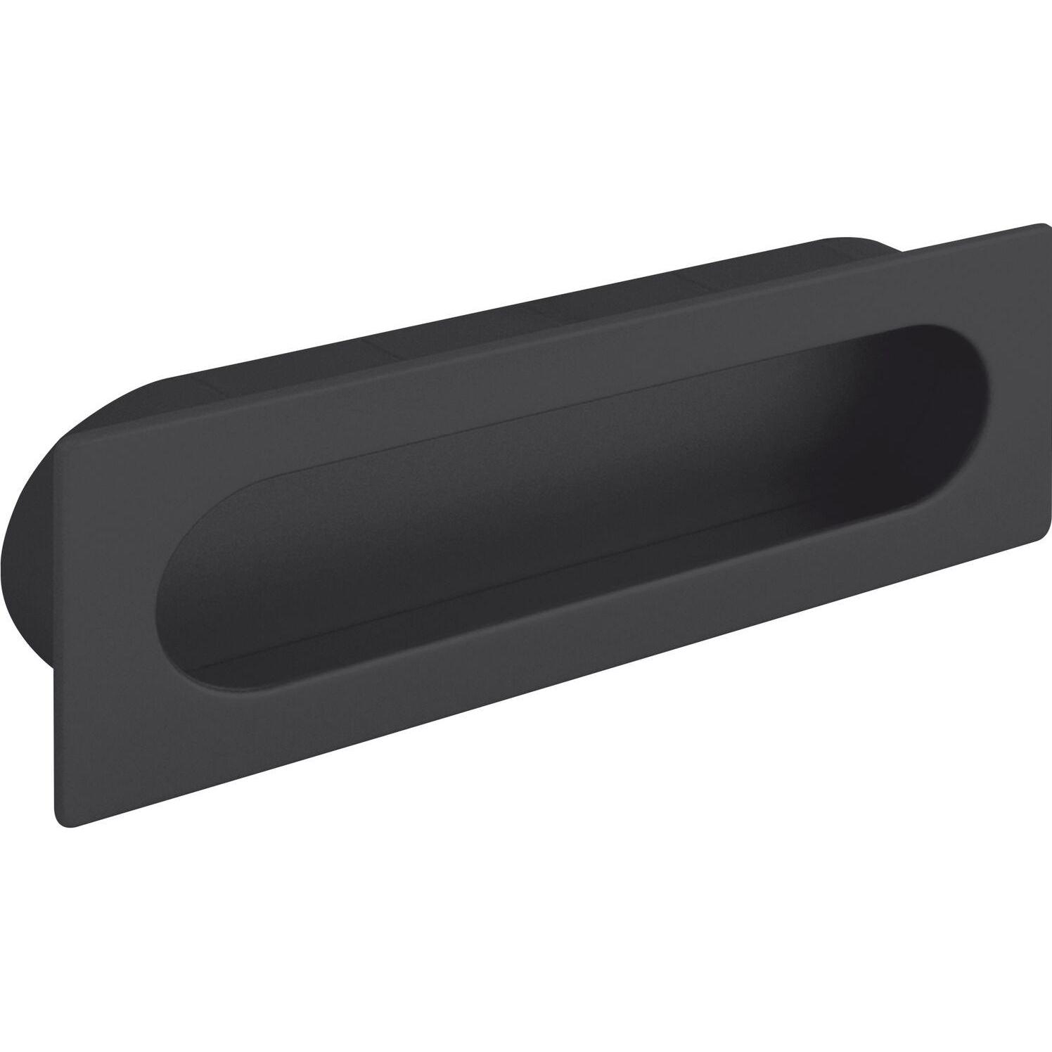Siro, Möbelgriff, Muschelgriff Azan Breite 125 mm, Einlassmass 121 x 39 mm, ZN schwarz matt