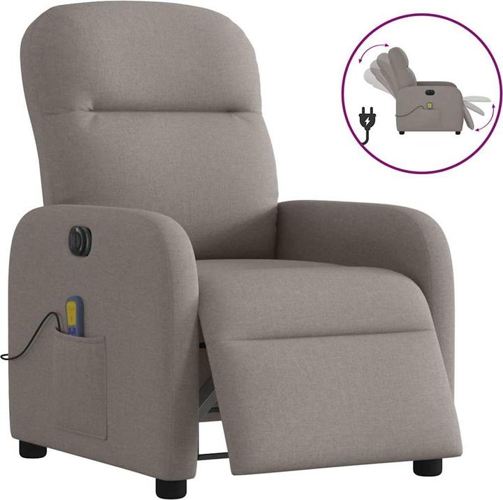 Actual product image VidaXL Massage chair electric taupe fabric