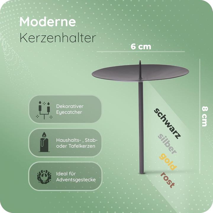 Produktbild Novaliv 4x Kerzenpick | Dorn, 6 cm SCHWARZ | Kerzenhalter für Adventskranz Kerzenpin Weihnachtskranz