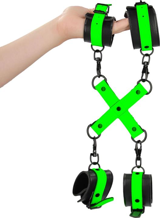 Ouch! Hand & Ankle Cuffs with Hogtie - Glow in the Dark