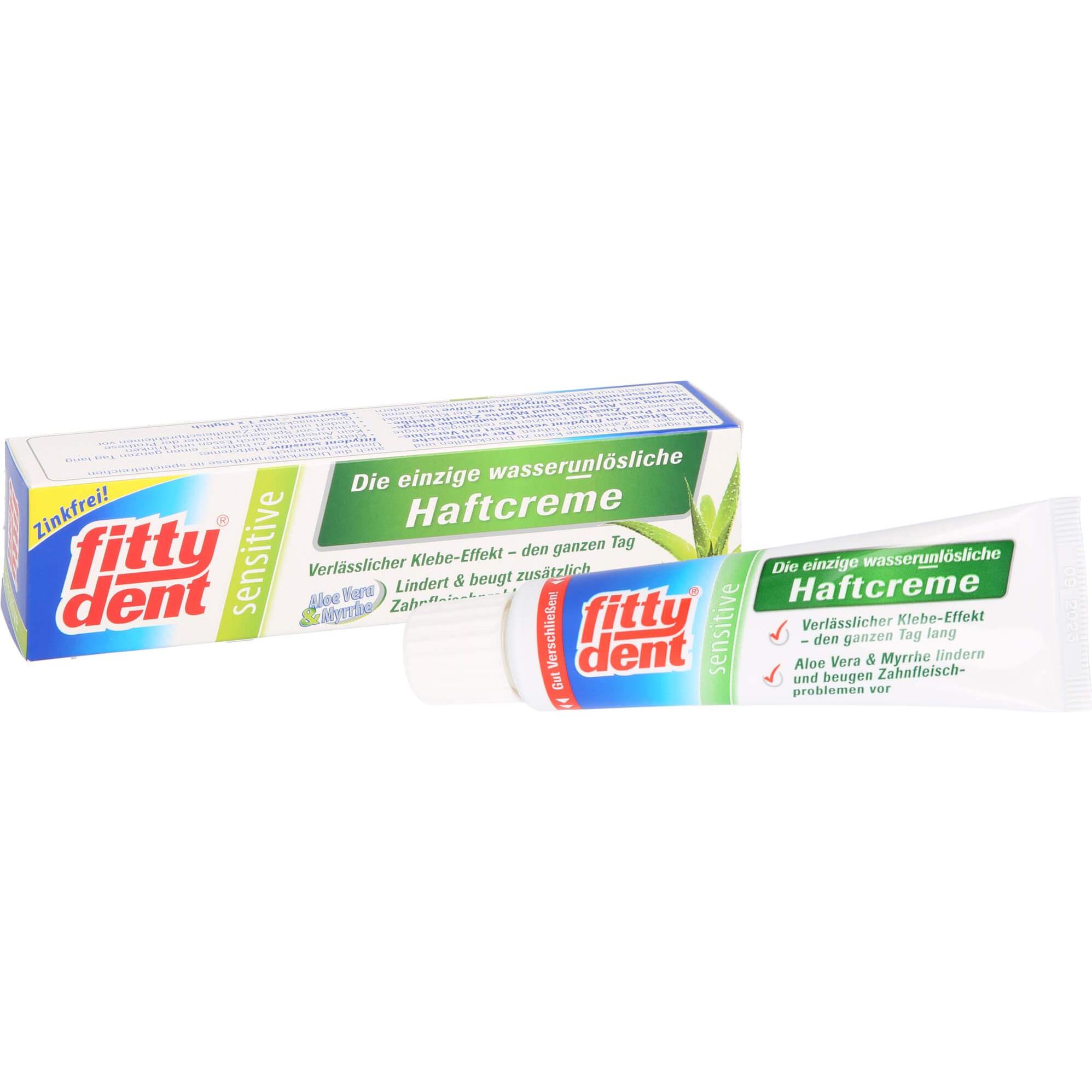 Thumbnail - Sanhelios, Zahnpasta, fittydent sensitive wasserunlösliche Haftcreme für Zahnprothesen, 40 g Creme