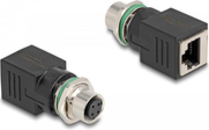 Actual product image Delock M12 adapter D-coded 4 pin socket to RJ45 socket straight (RJ45, RJ45 (1x))