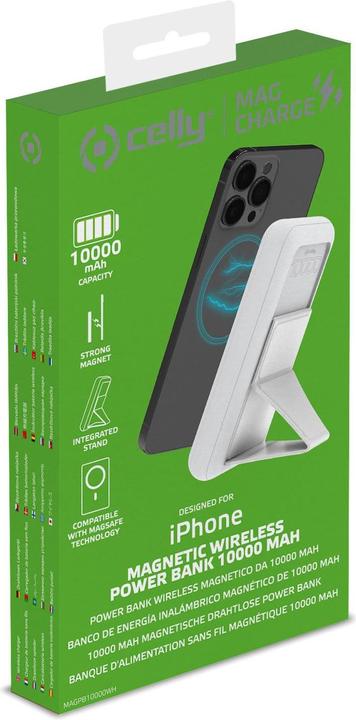 Image du produit Celly MAGPB10000WH Banque d'alimentation Chargement sans fil Blanc (10000 mAh, 15 W, 37 Wh)