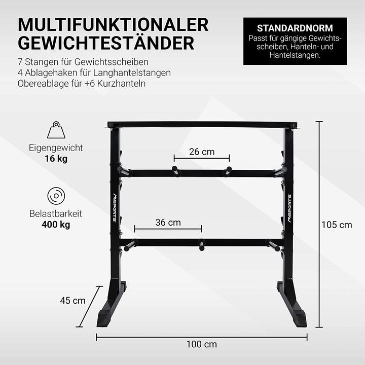 Image du produit Msports Support pour haltères courts jusqu'à 400Kg