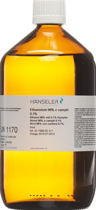 Actual product image Hänseler Ethanolum 96 % cum Camphora ad usum externum Glasfl 1 lt (1000 ml)