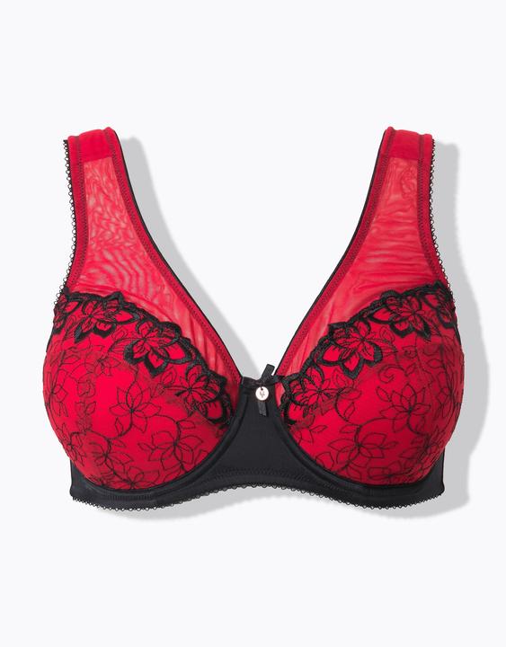 Actual product image Ulla Popken Floral Embroidered Underwire Bra (Single pack, 100 D)