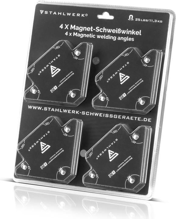 Produktbild Stahlwerk Schweisswinkel 4er Set Magnet 11,3kg 25lbs Schweissmagnet Magnetwinkel