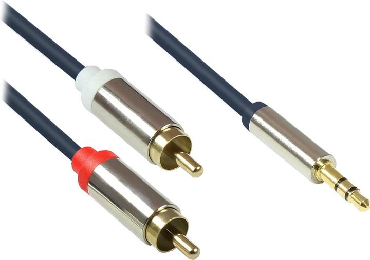 Actual product image Good Connections Audio connection cable High-Quality 3.5mm, jack plug to 2x RCA plug, full metal housing, dark (3 m, AUX cable, Cinch Cables)
