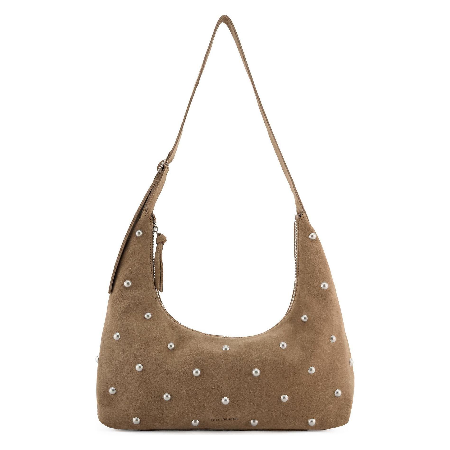 FredsBruder, Damen, Handtasche, Endless Beads Schultertasche Leder 44 Cm, Braun