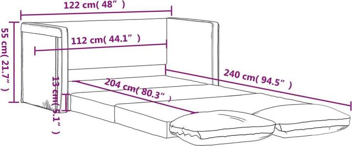 Produktbild vidaXL Bodensofa mit Schlaffunktion (2-Sitzer)