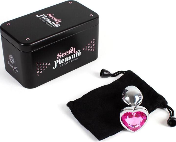 Actual product image Secret play Metal Butt Plug Fuchsia Heart Small Size 7 cm