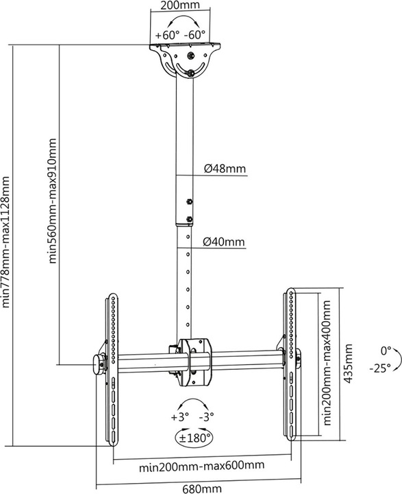 Immagine prodotto Digitus DA-90421 (Soffitto, 70", 50 kg)
