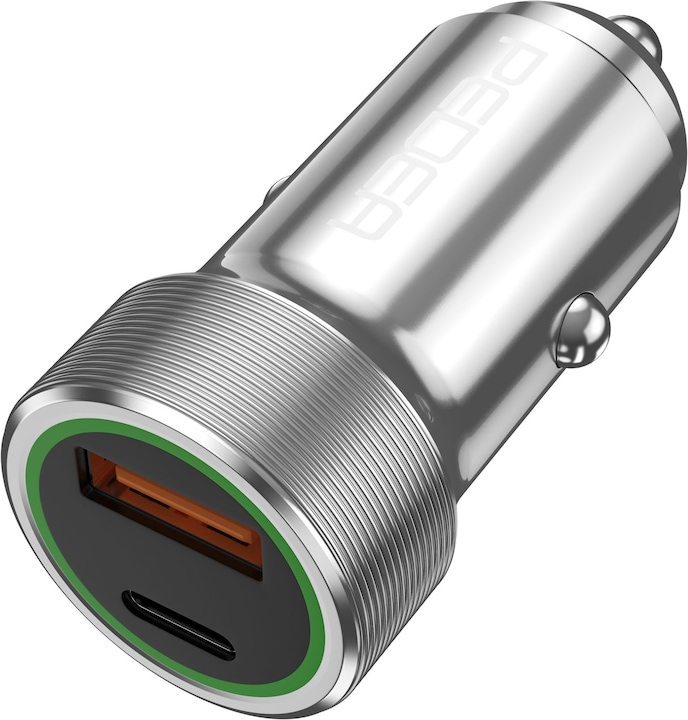 Produktbild Pedea KFZ-Schnelladegerät ""Dual"" 20 Watt für USB Typ A/C, silb