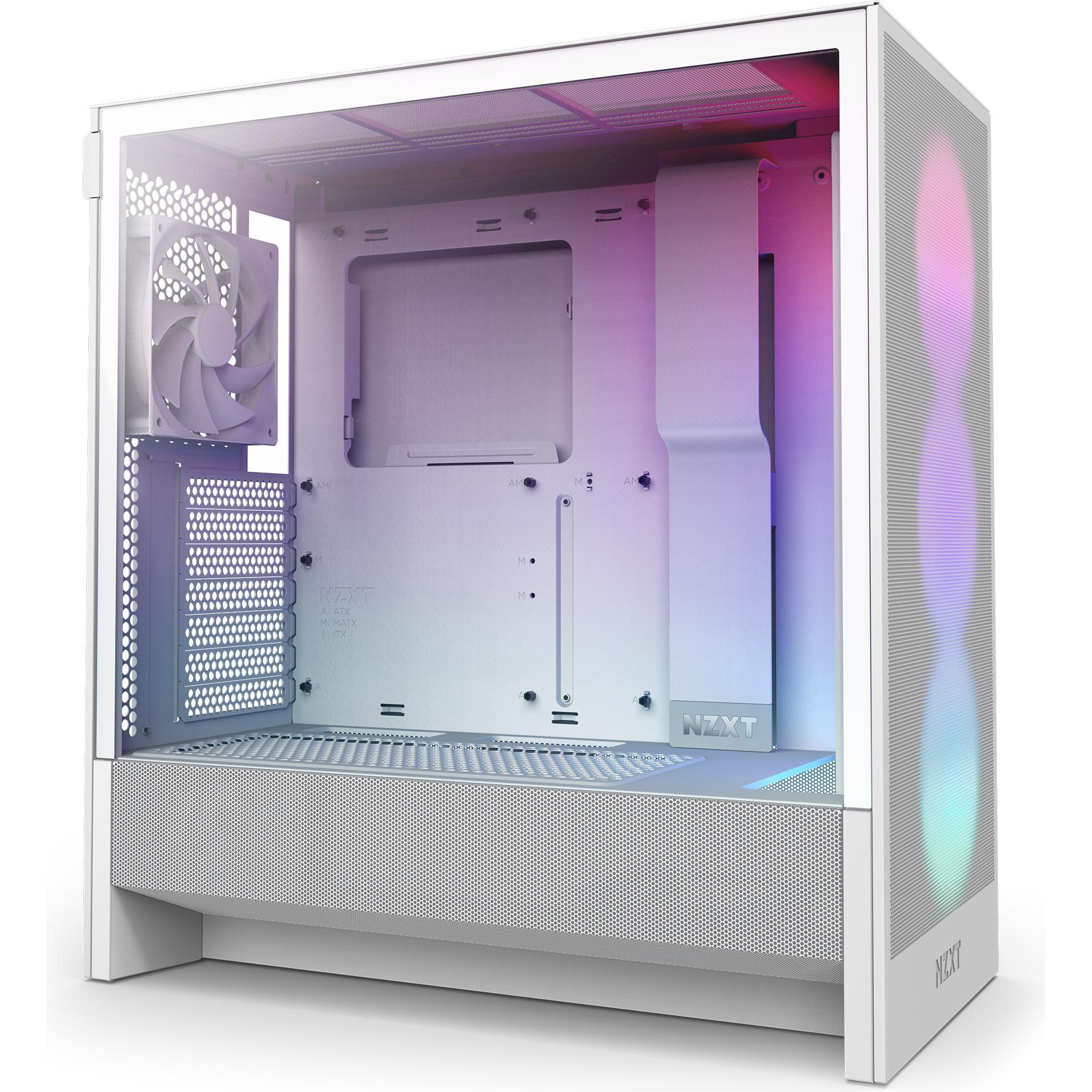 NZXT H5 Flow RGB ( 2024 ) (weiss, Tempered Glass) (mATX, ATX, Micro-ITX), PC Gehäuse, Weiss