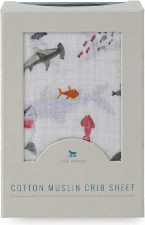 Immagine prodotto little unicorn Lenzuolo per culla in mussola di cotone - Squalo