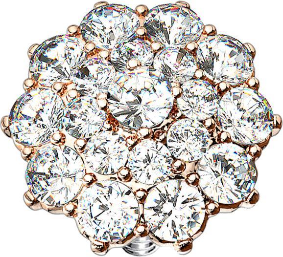 Star Piercing Dermal Anchor rosegold Kristallblume (Messing, Chirurgenstahl 316L)