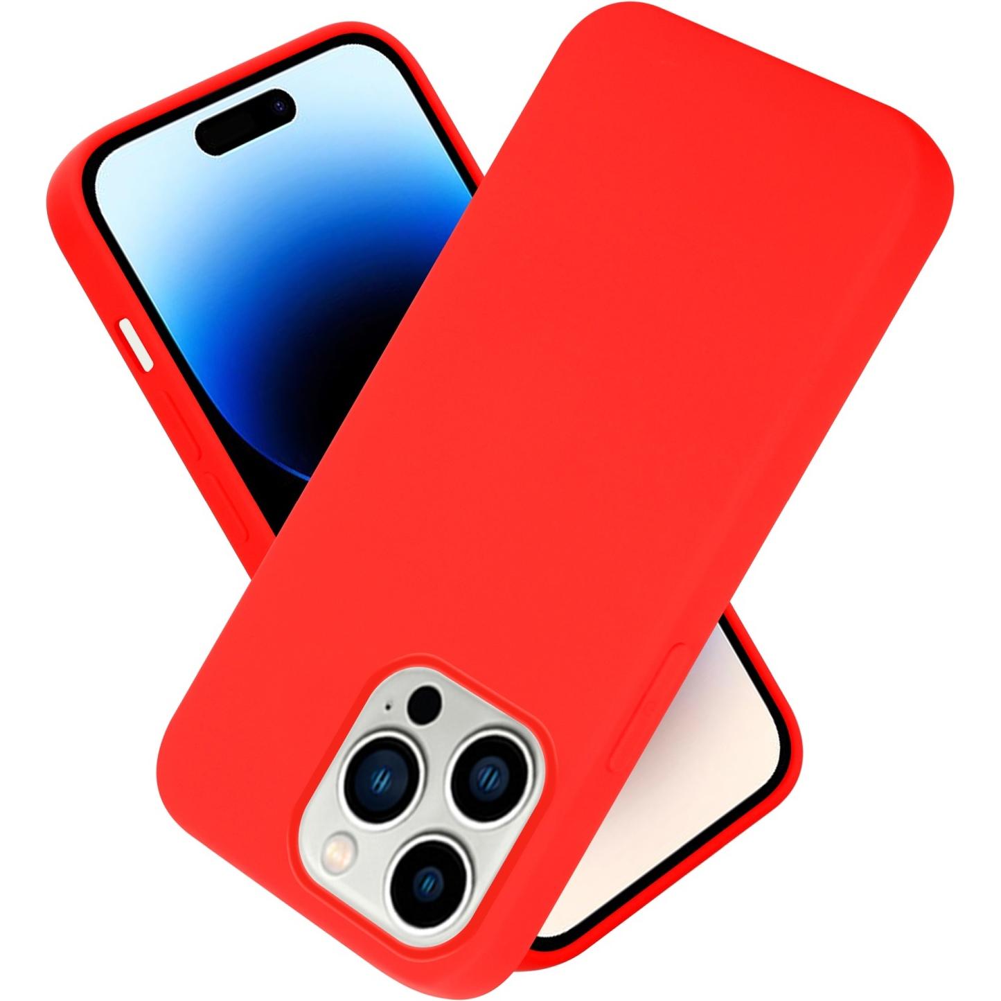 Cadorabo Hülle für Apple iPhone 14 PRO im TPU Liquid Silicone Case Style (Apple iPhone 14 Pro), Smartphone Hülle, Rot