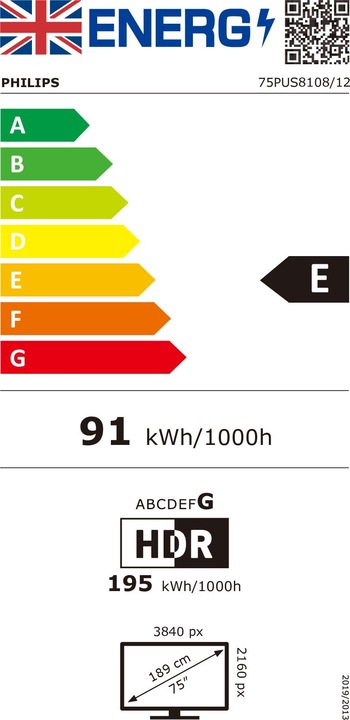 Energie-Label Philips 75PUS8108/12 (75", LCD, 4K, 2023)
