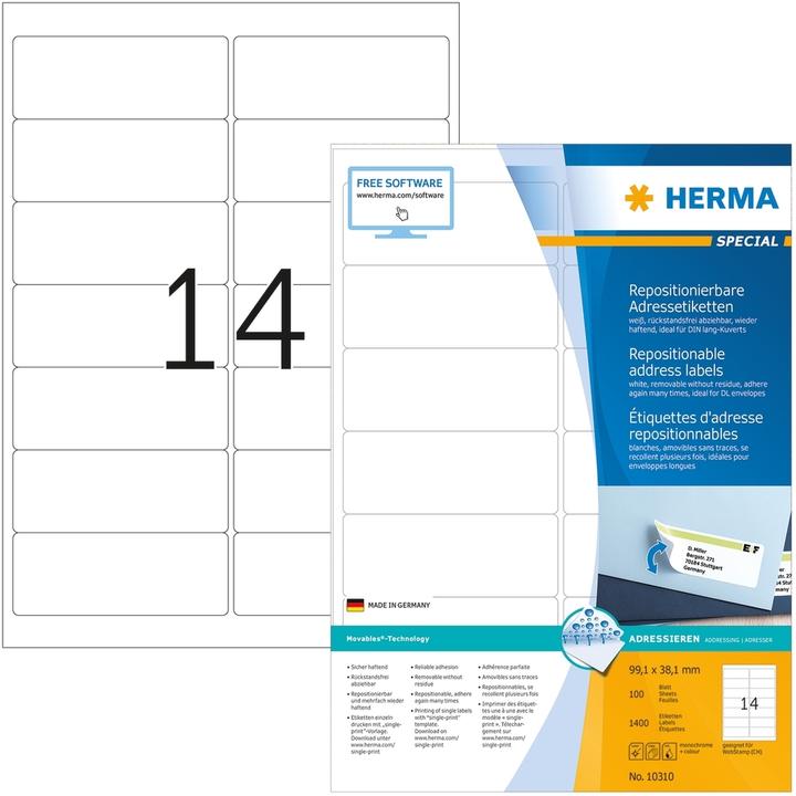 Actual product image HERMA Removable address labels A4