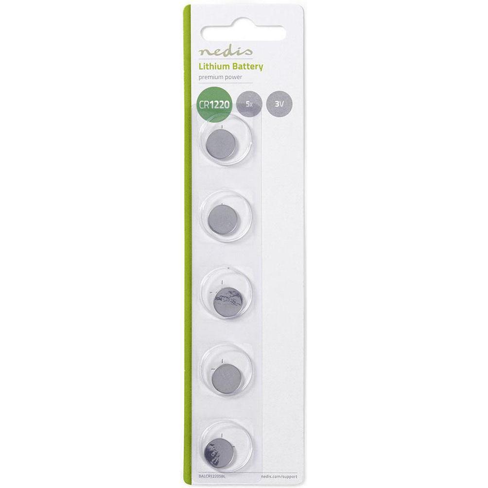 Nedis Lithium-Knopfzelle CR1220 3 V DC 5-Blister Silber (5 Stk., CR1220), Batterien + Akkus